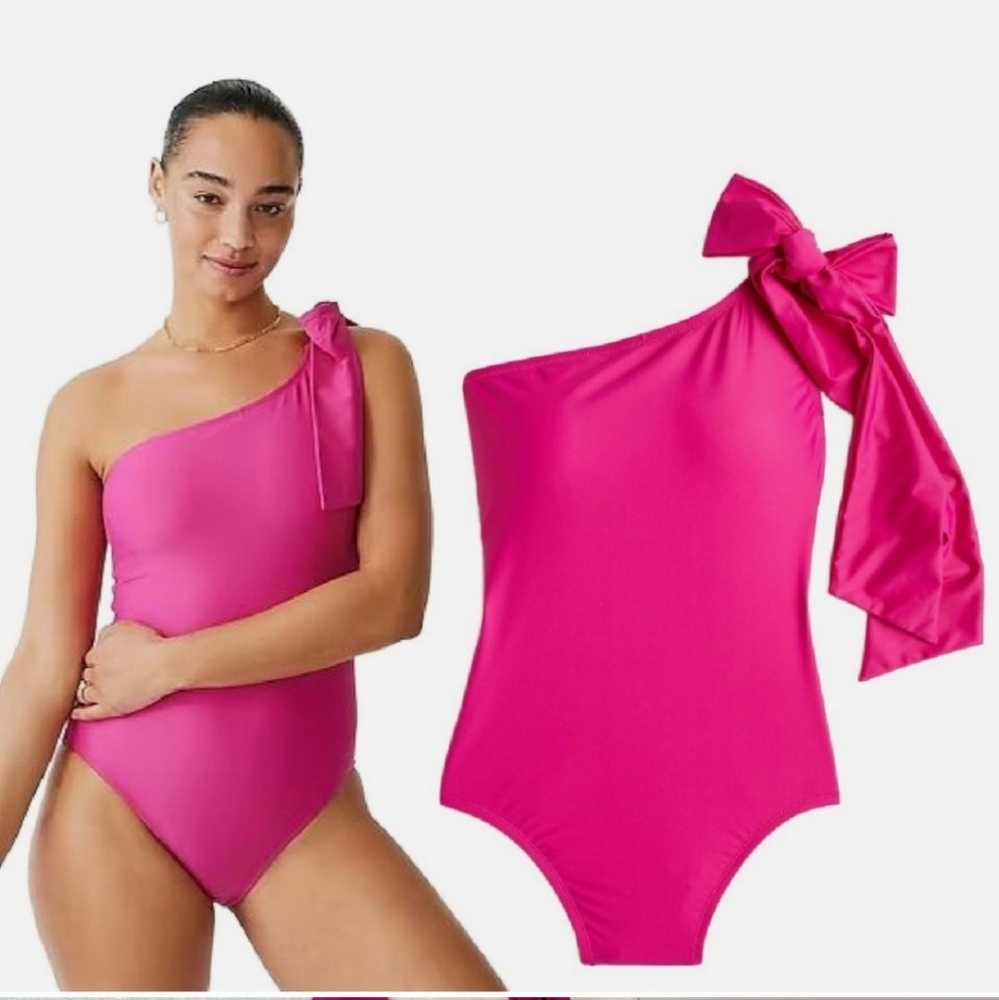 J. Crew Bow One-shoulder One-piece Swimsuit